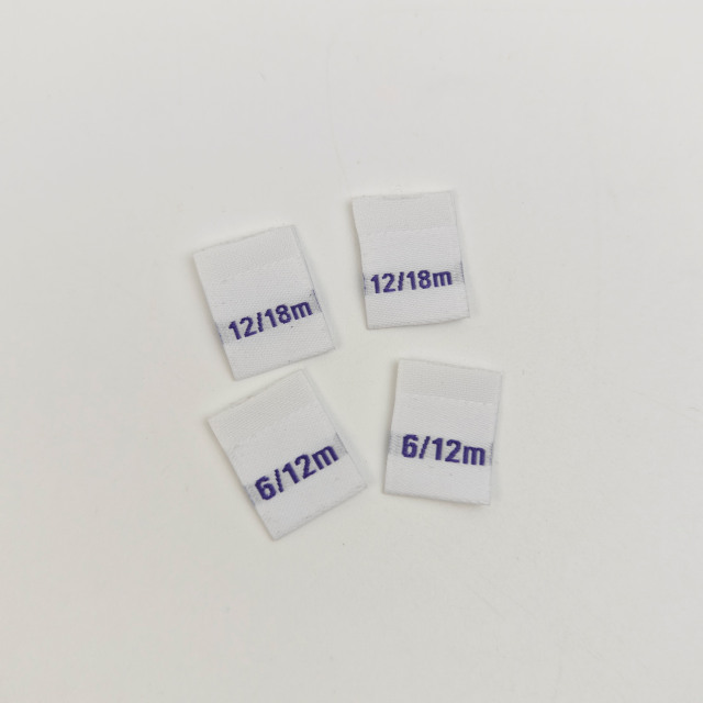 Custom Woven Size Labels High-Density Damask Cotton Garment Labels with Private Logo