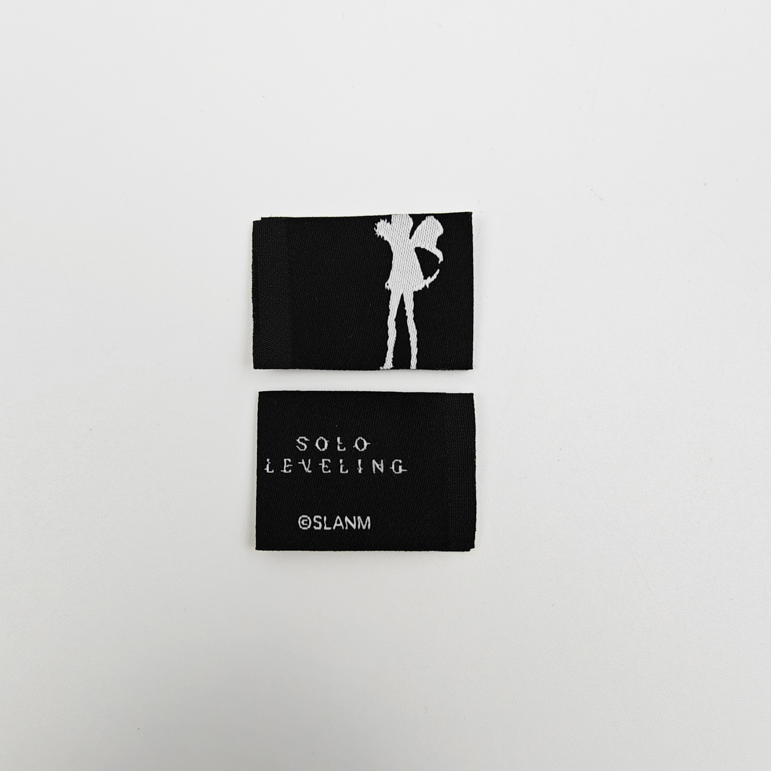 Custom High-Density Damask Woven Neck Label Private Fabric Clothing Label & Custom Printed Black Garment Tag