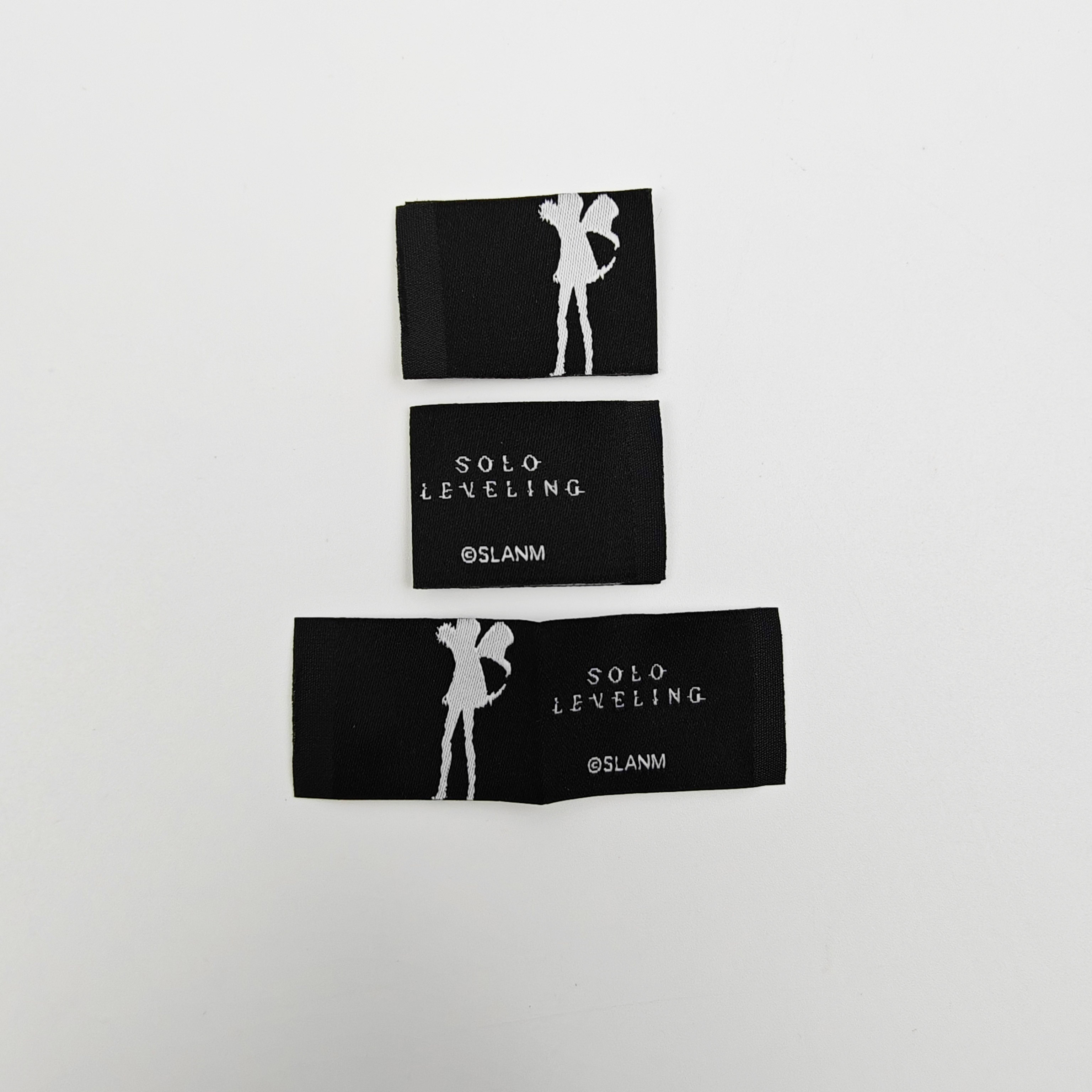Custom High-Density Damask Woven Neck Label Private Fabric Clothing Label & Custom Printed Black Garment Tag