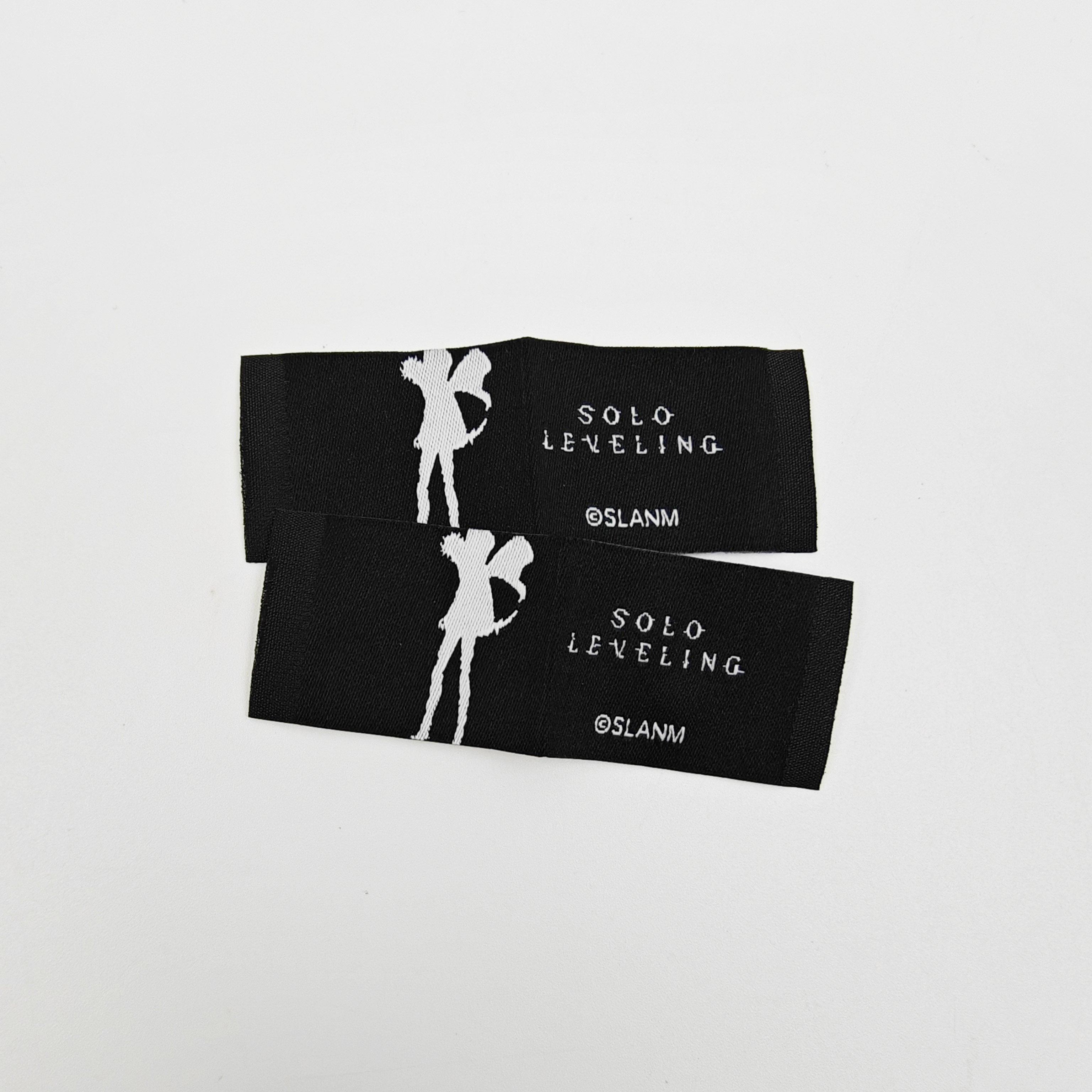 Custom High-Density Damask Woven Neck Label Private Fabric Clothing Label & Custom Printed Black Garment Tag