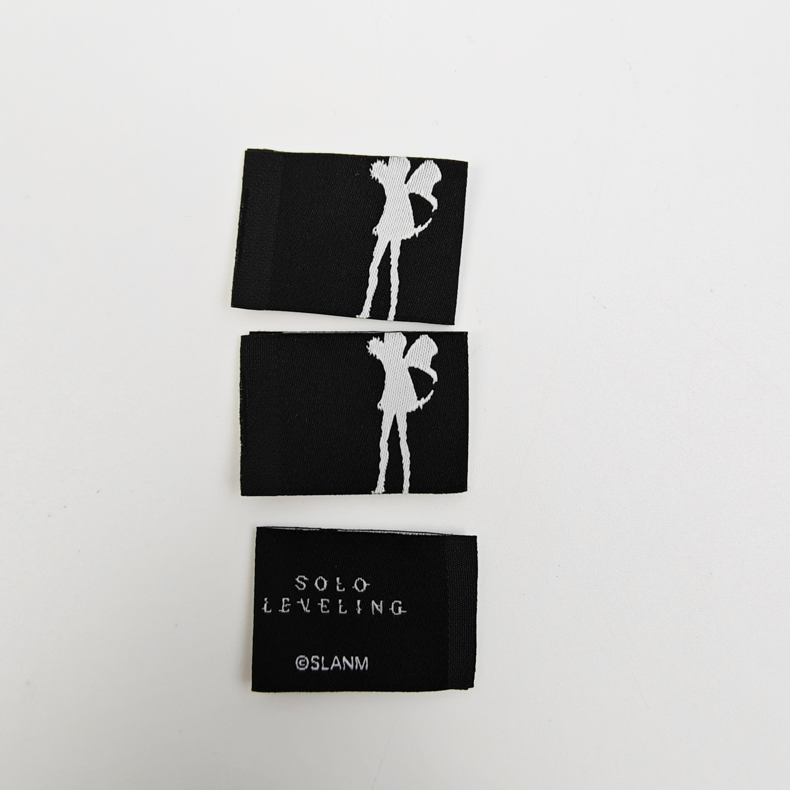 Custom High-Density Damask Woven Neck Label Private Fabric Clothing Label & Custom Printed Black Garment Tag