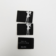 Custom High-Density Damask Woven Neck Label Private Fabric Clothing Label & Custom Printed Black Garment Tag