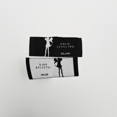Custom High-Density Damask Woven Neck Label Private Fabric Clothing Label & Custom Printed Black Garment Tag