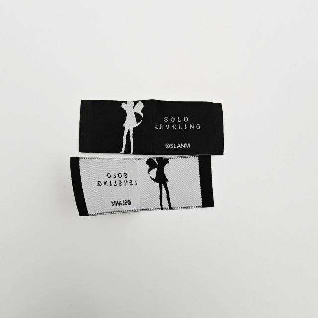 Custom High-Density Damask Woven Neck Label Private Fabric Clothing Label & Custom Printed Black Garment Tag