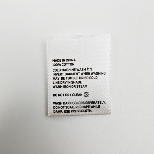 Custom Organic Wash Care Labels Eco-Friendly Satin Clothing Labels for Apparel