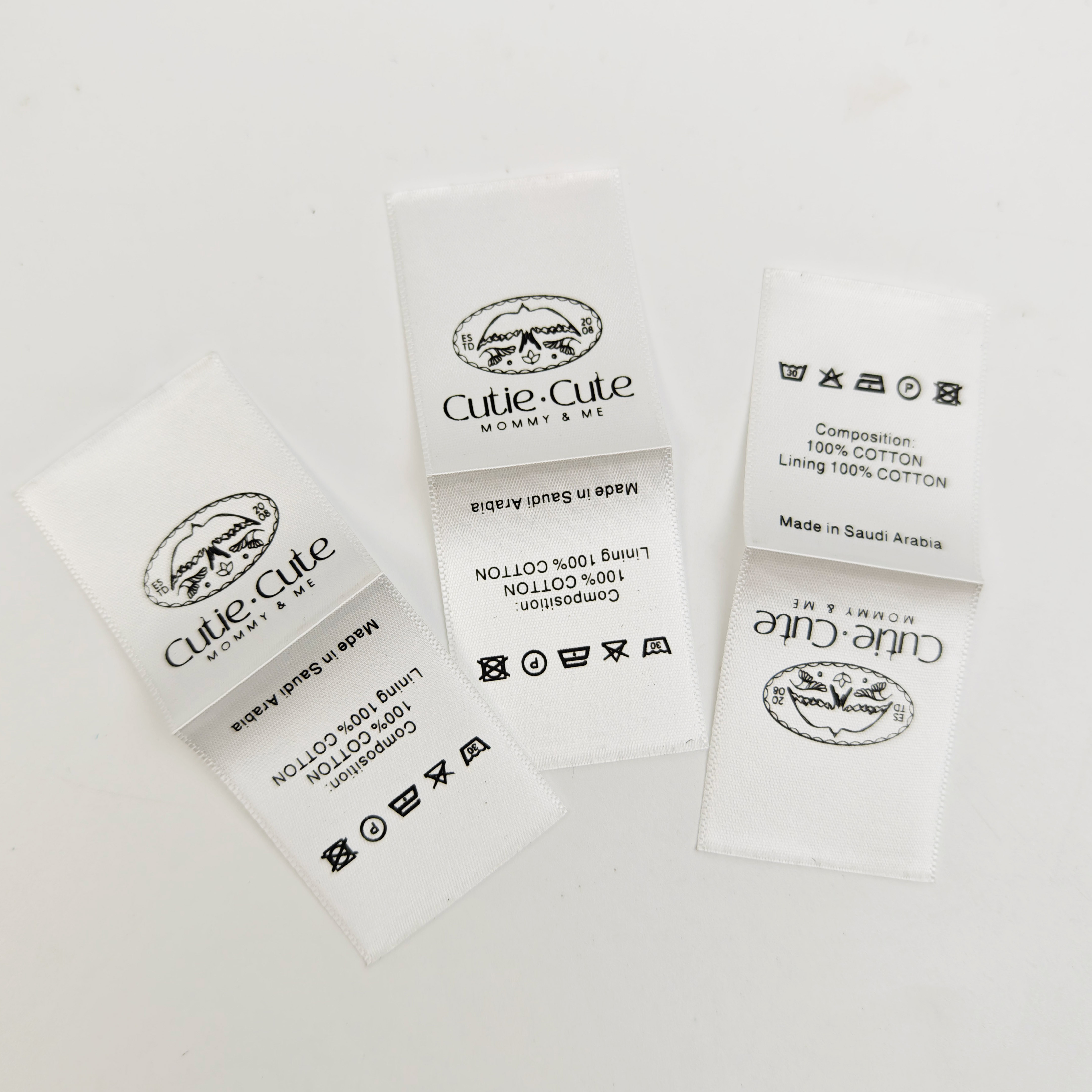 Custom Wash & Care Printed Labels for Garments Durable Satin Clothing Label