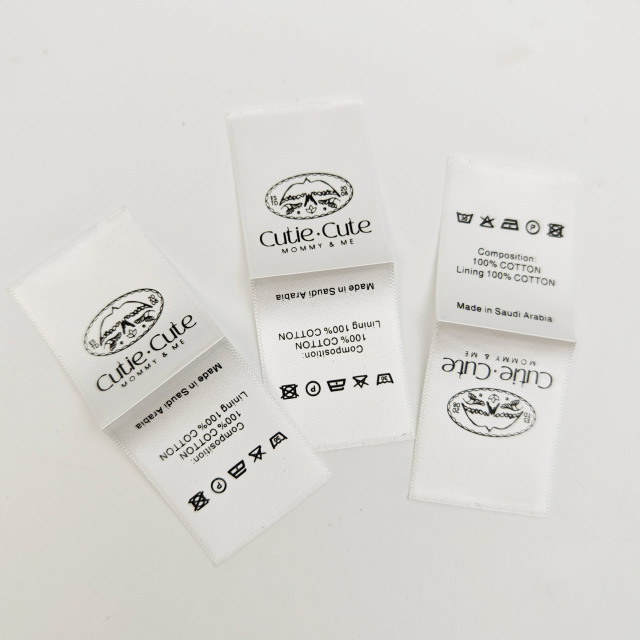 Custom Wash & Care Printed Labels for Garments Durable Satin Clothing Label