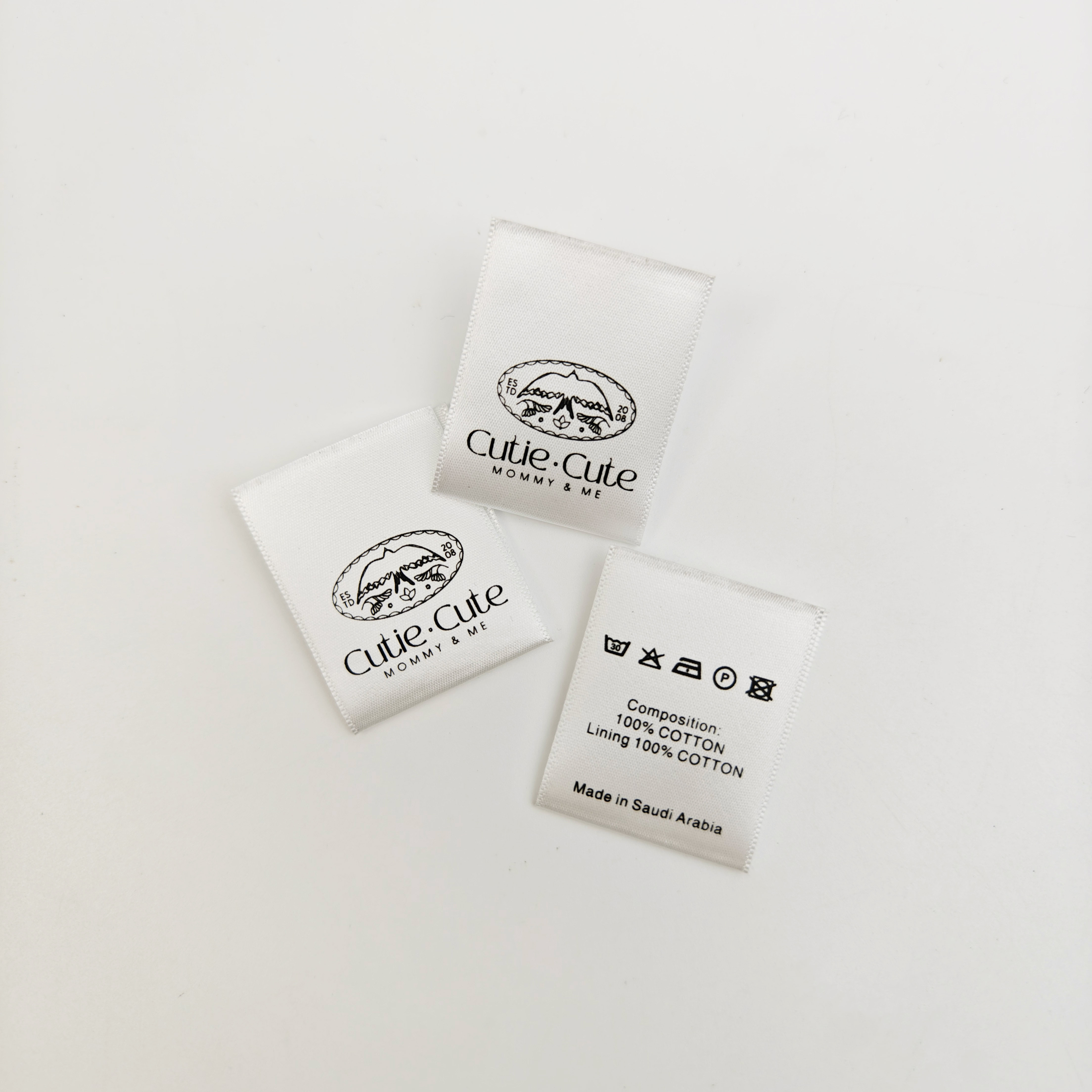 Custom Wash & Care Printed Labels for Garments Durable Satin Clothing Label