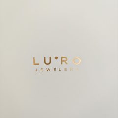 Recycled White Matte Jewelry Gift Bags with Gold Foil Logo