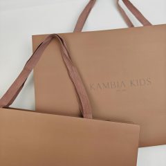 Custom Printed Paper Gift Bags with Herringbone Handles Recyclable Luxury Shopping Bags for Apparel