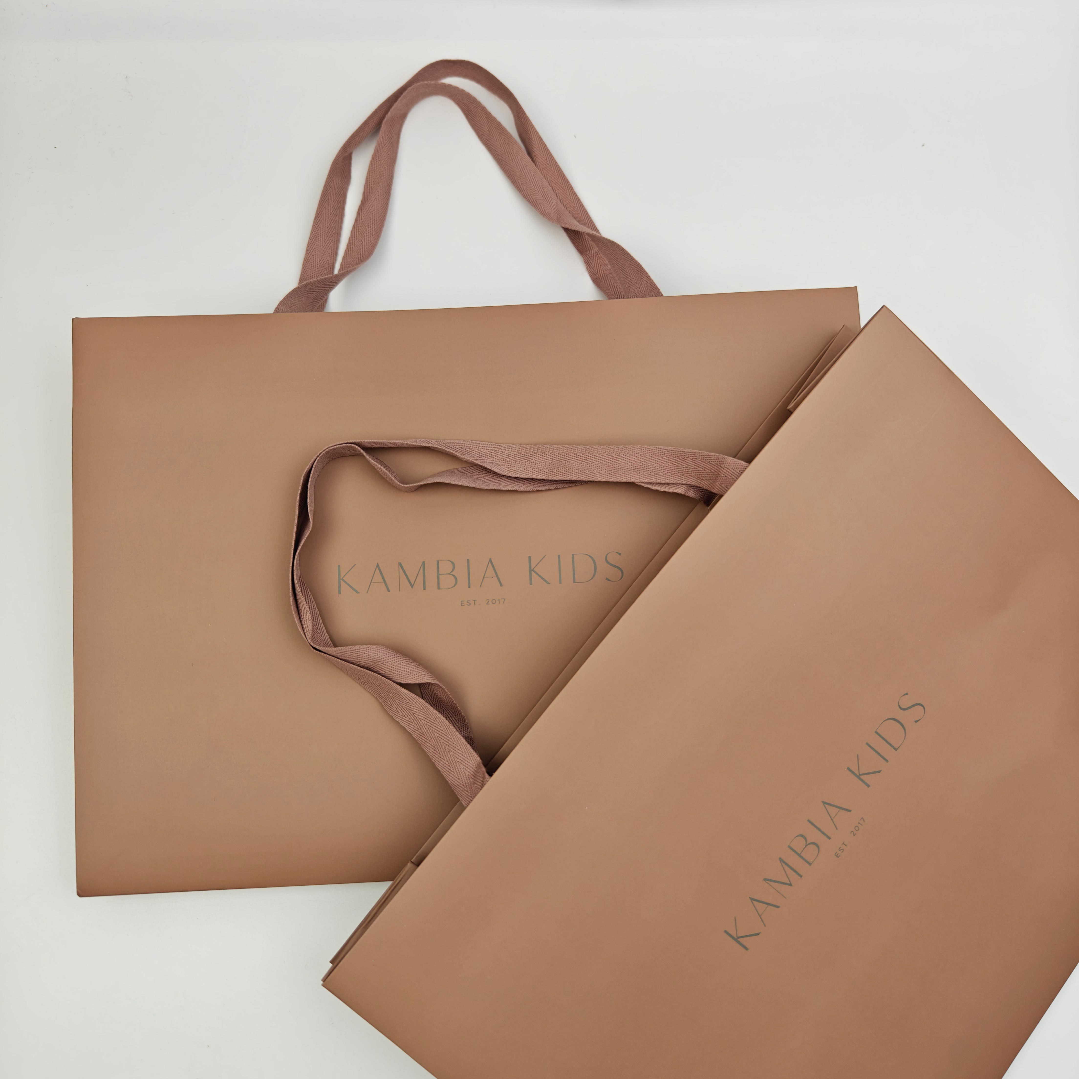 Custom Printed Paper Gift Bags with Herringbone Handles Recyclable Luxury Shopping Bags for Apparel