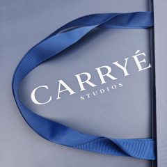 Custom Printed Textured Paper Gift Bags with Ribbon Handles For Retail