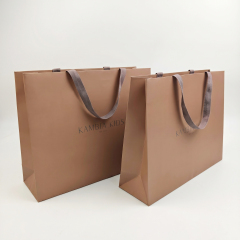 Custom Printed Paper Gift Bags with Herringbone Handles Recyclable Luxury Shopping Bags for Apparel