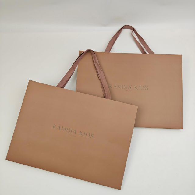 Custom Printed Paper Gift Bags with Herringbone Handles Recyclable Luxury Shopping Bags for Apparel
