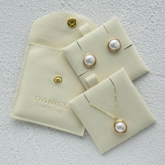 Custom Snap Button Microfiber Pouch with Card Insert deal for Jewelry Storage & Gift Packaging