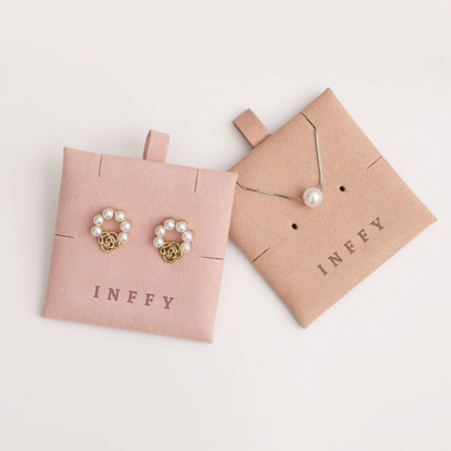 Custom Logo Jewelry Packaging Pouches Eco-Friendly Velvet Suede with Recyclable Pad & Snap Button