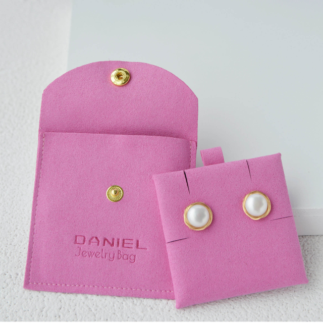 Custom Snap Button Microfiber Pouch with Card Insert deal for Jewelry Storage & Gift Packaging
