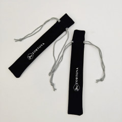 Velvet Drawstring Jewelry Pouch Premium Velvet Material Custom Silver Logo Print for Gift Packaging