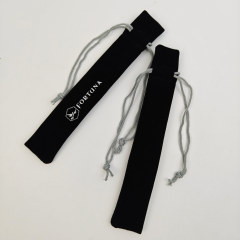 Velvet Drawstring Jewelry Pouch Premium Velvet Material Custom Silver Logo Print for Gift Packaging