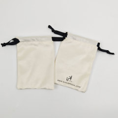 Medium Velvet Drawstring Jewelry Pouch | Luxury Flannel-Lined Construction with Custom Logo Print for Gift Packaging