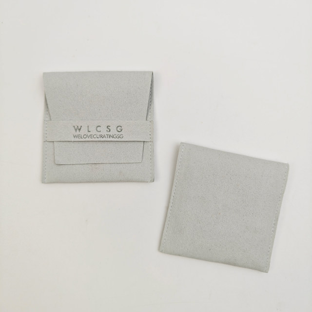 Microfiber Envelope Jewelry Pouch Flap Closure Structure with Custom Logo Printing for Necklace Storage & Gifting