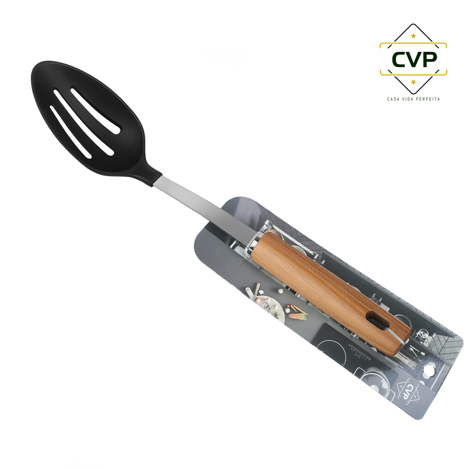 Q Black Nylon Long Grain Scoop with Holes