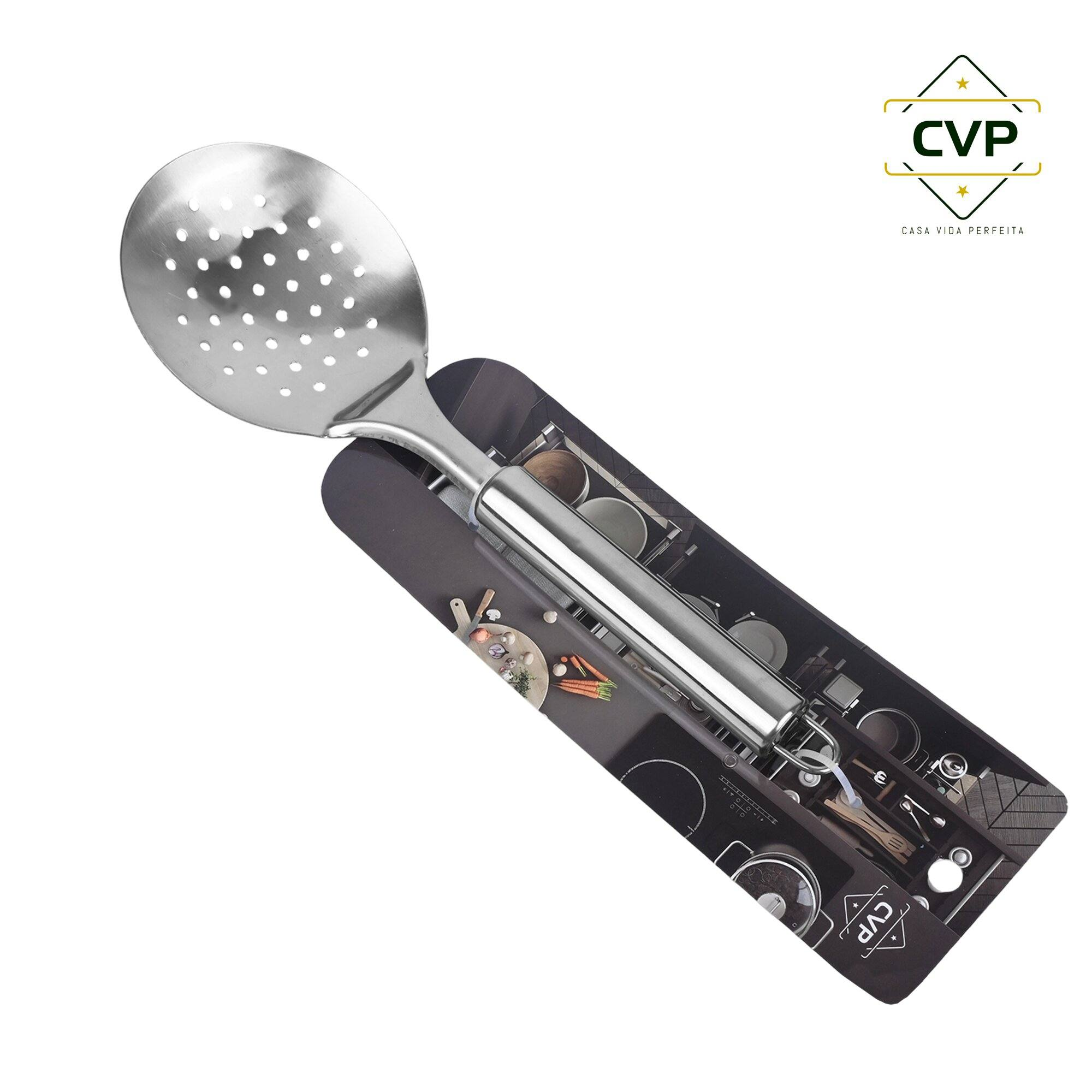 Round Tube Handle Slotted Rice Scoop