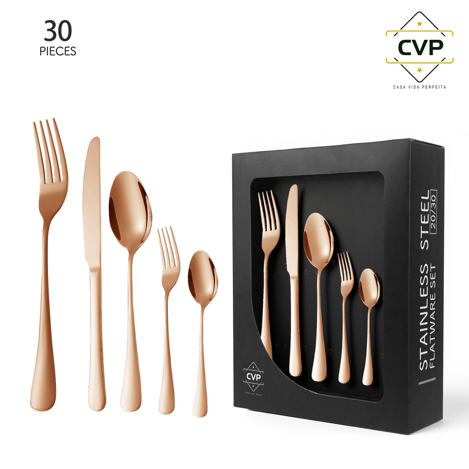 1010 Smooth Surface 30-Piece Set Rose Gold