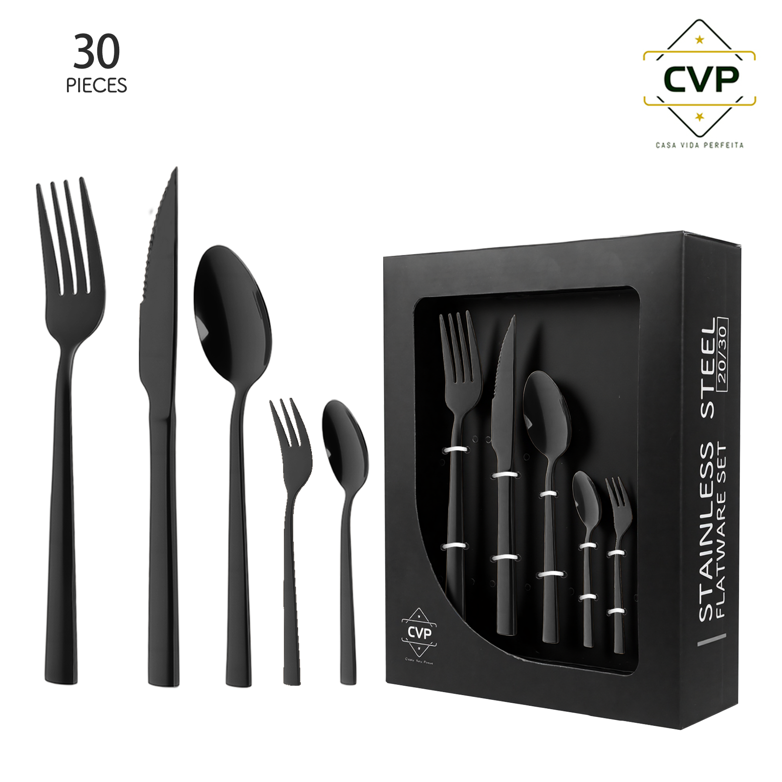A07 Square Handle Series 30-Piece Set Black