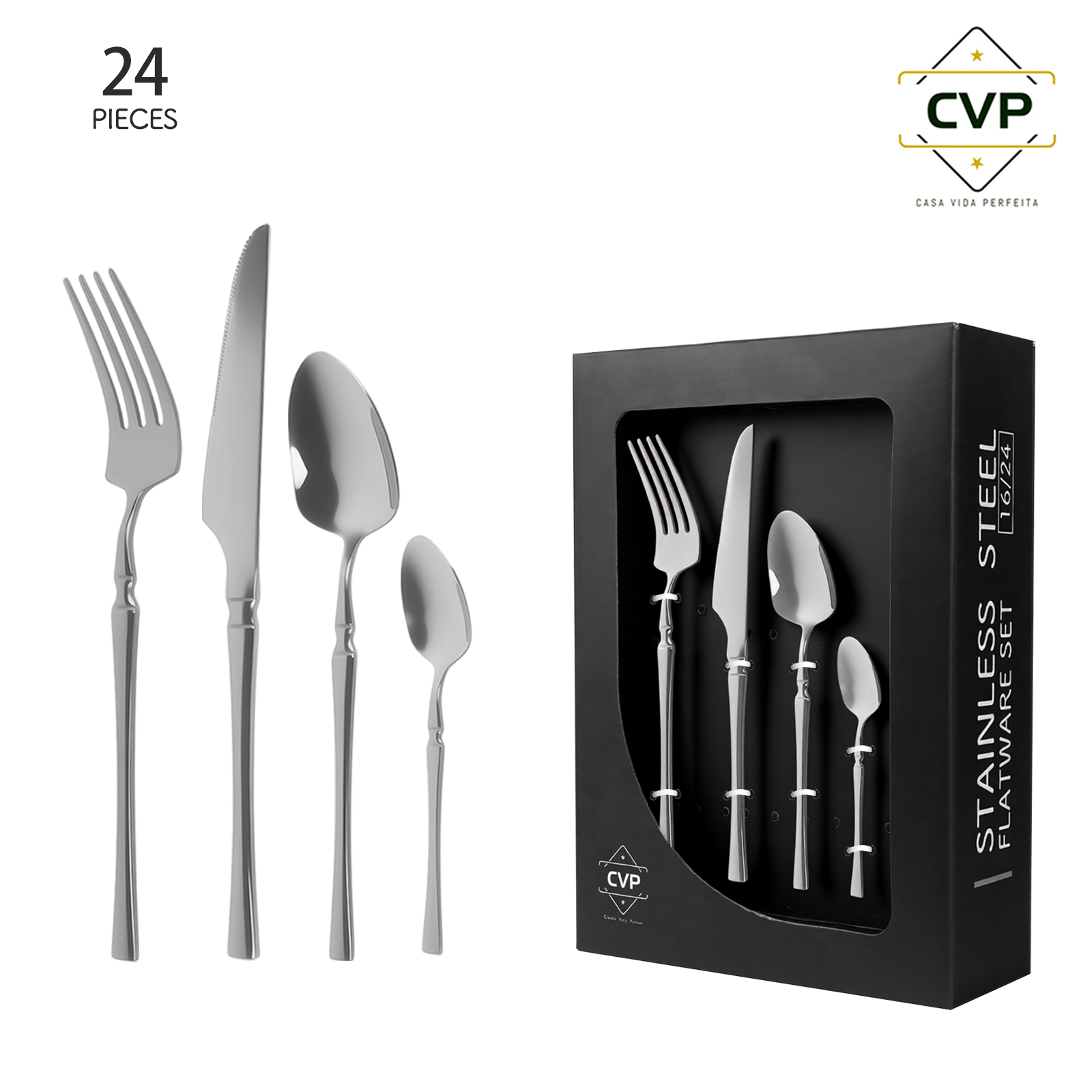 Slim Waist Series 24-Piece Set Silver