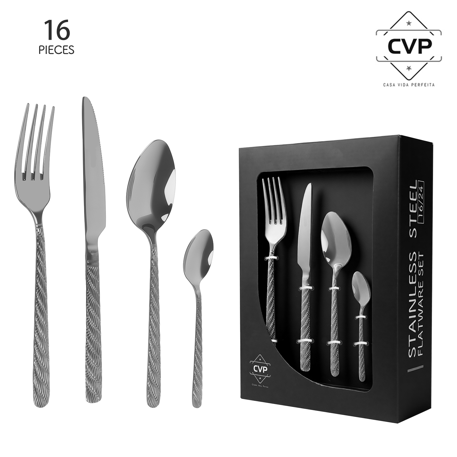A59 Hemp Rope Pattern Series 16-Piece Set Silver