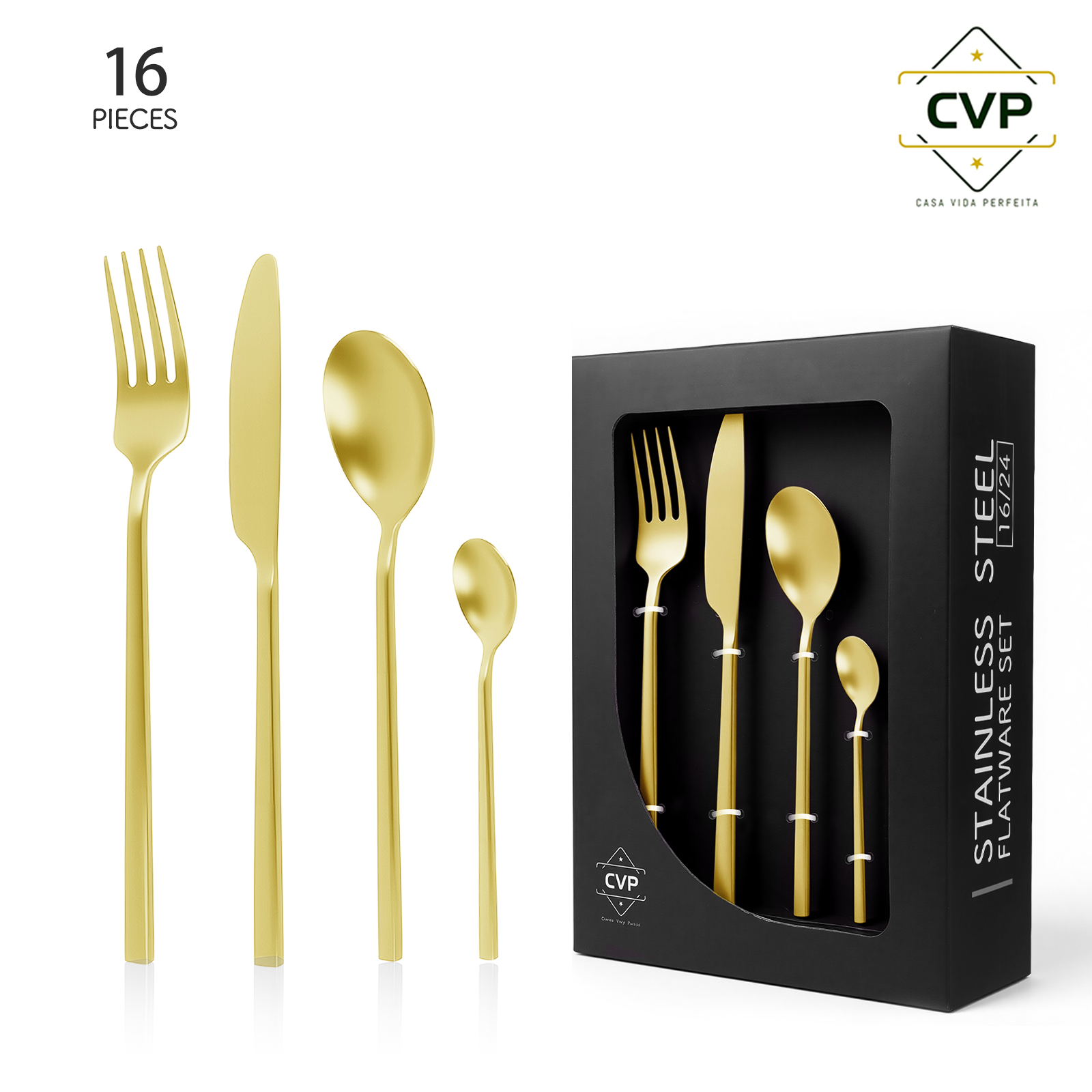 A37 Small Square Handle Series 16-Piece Set Gold