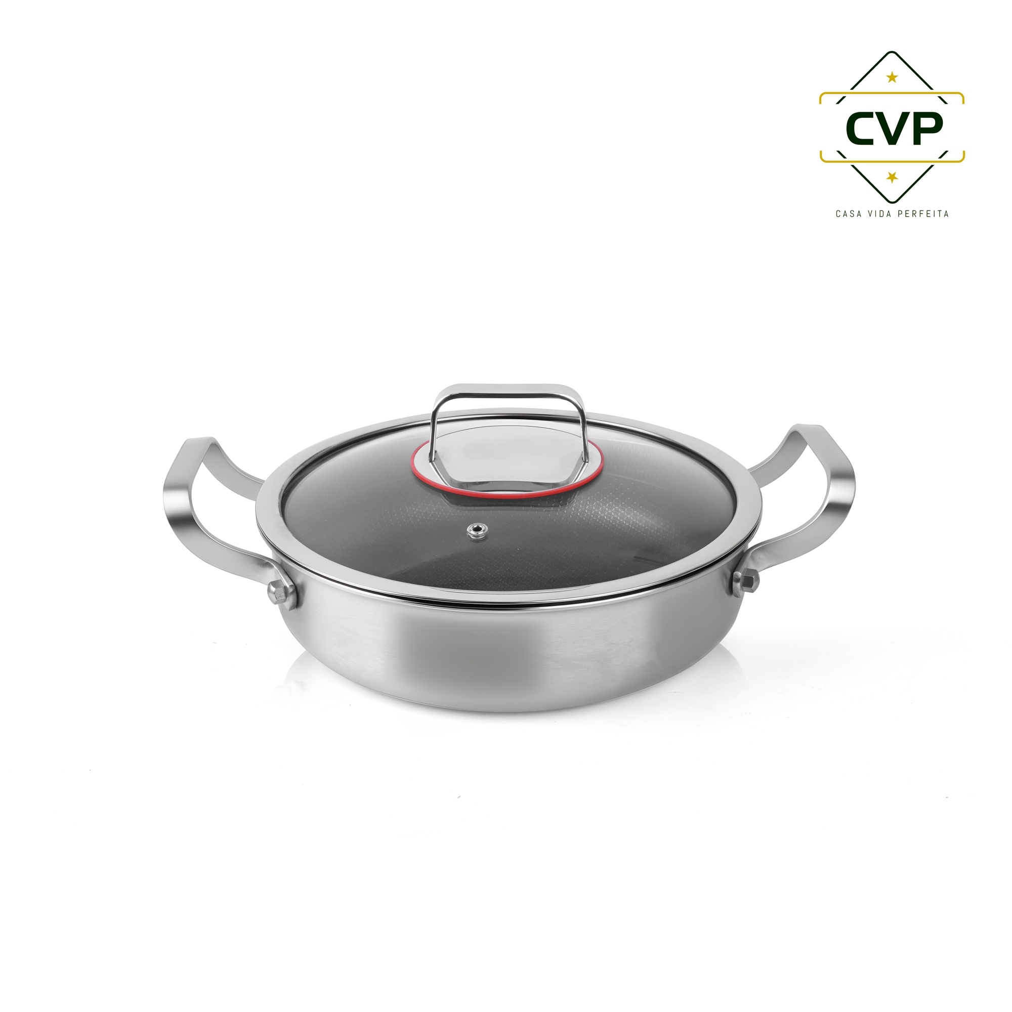 32cm Double Ear U-Shaped Lid Single-Side Frying Pan
