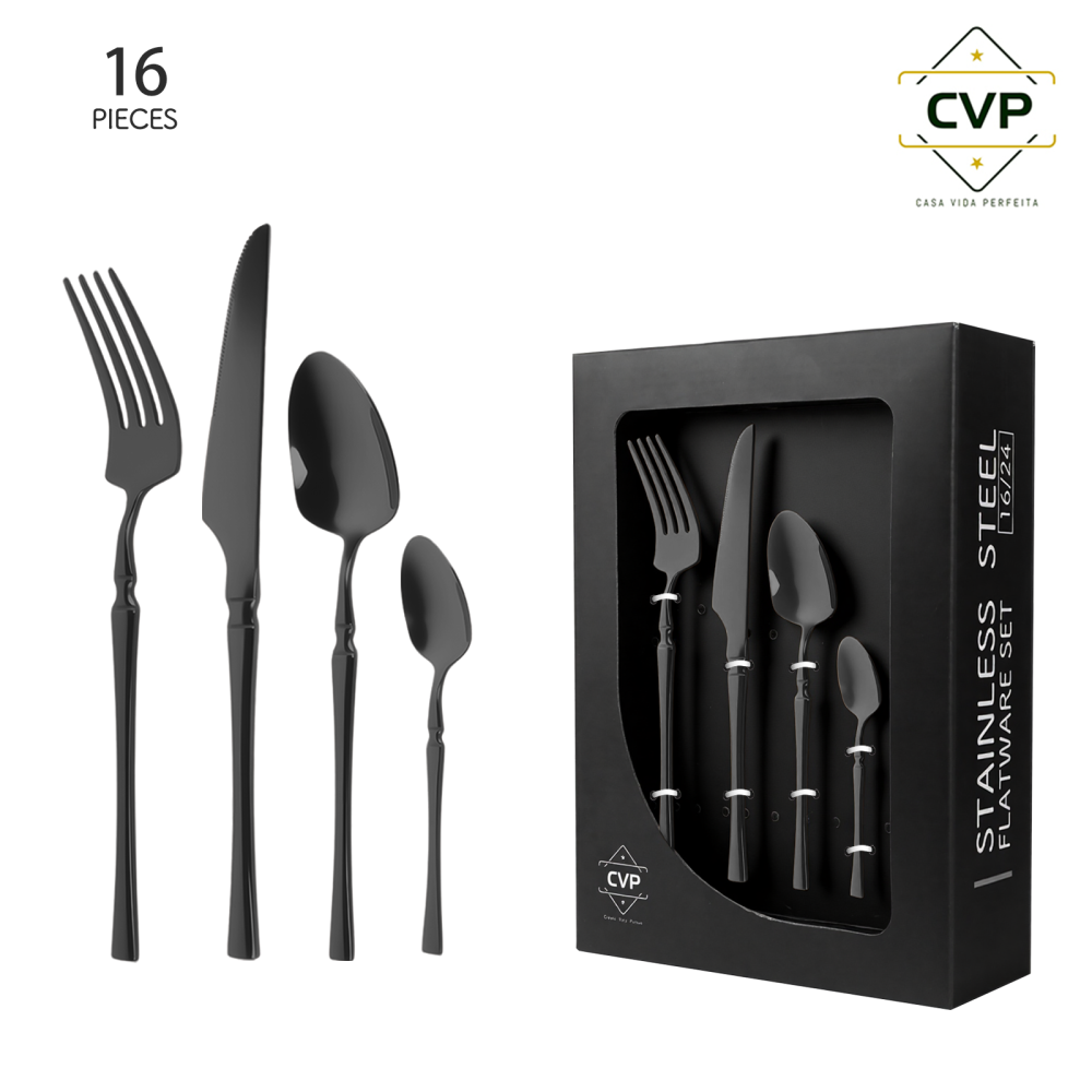 Slim Waist Series 16-Piece Set Black