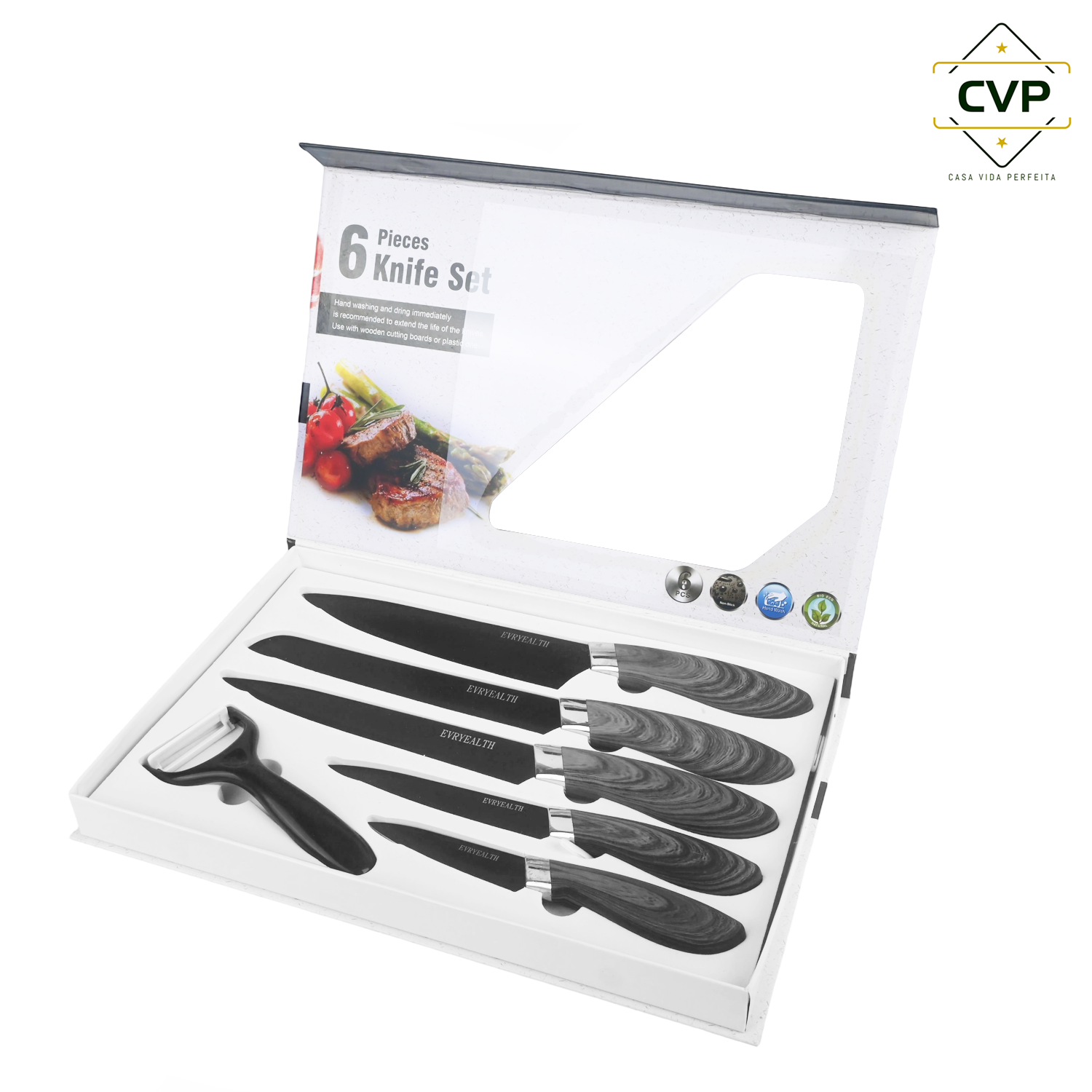 AD-S008 Drumstick Overlaid Black Pattern Manual Box 6-Piece Set