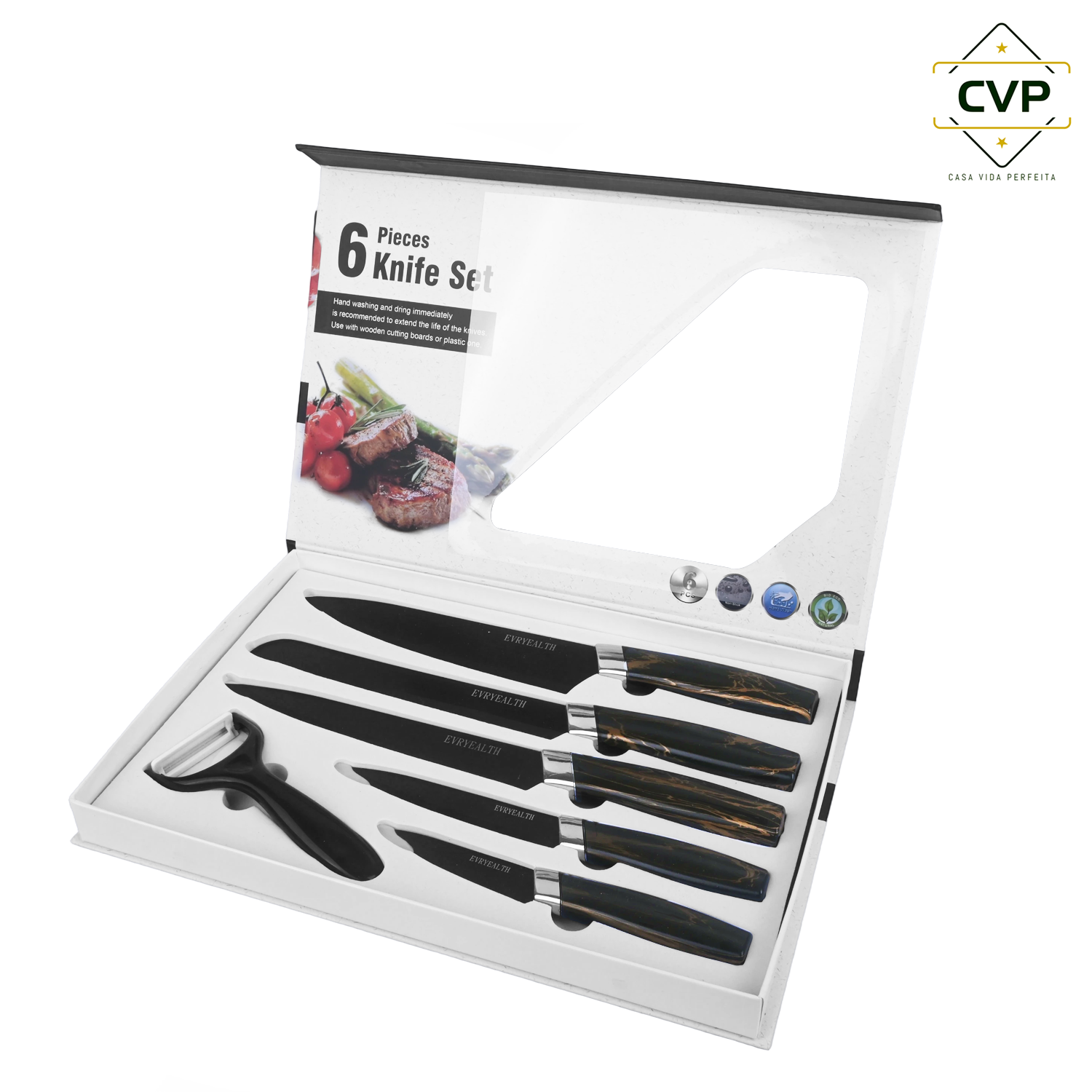 AD-S011 Square Handle with Gold Line Manual Box 6-Piece Set