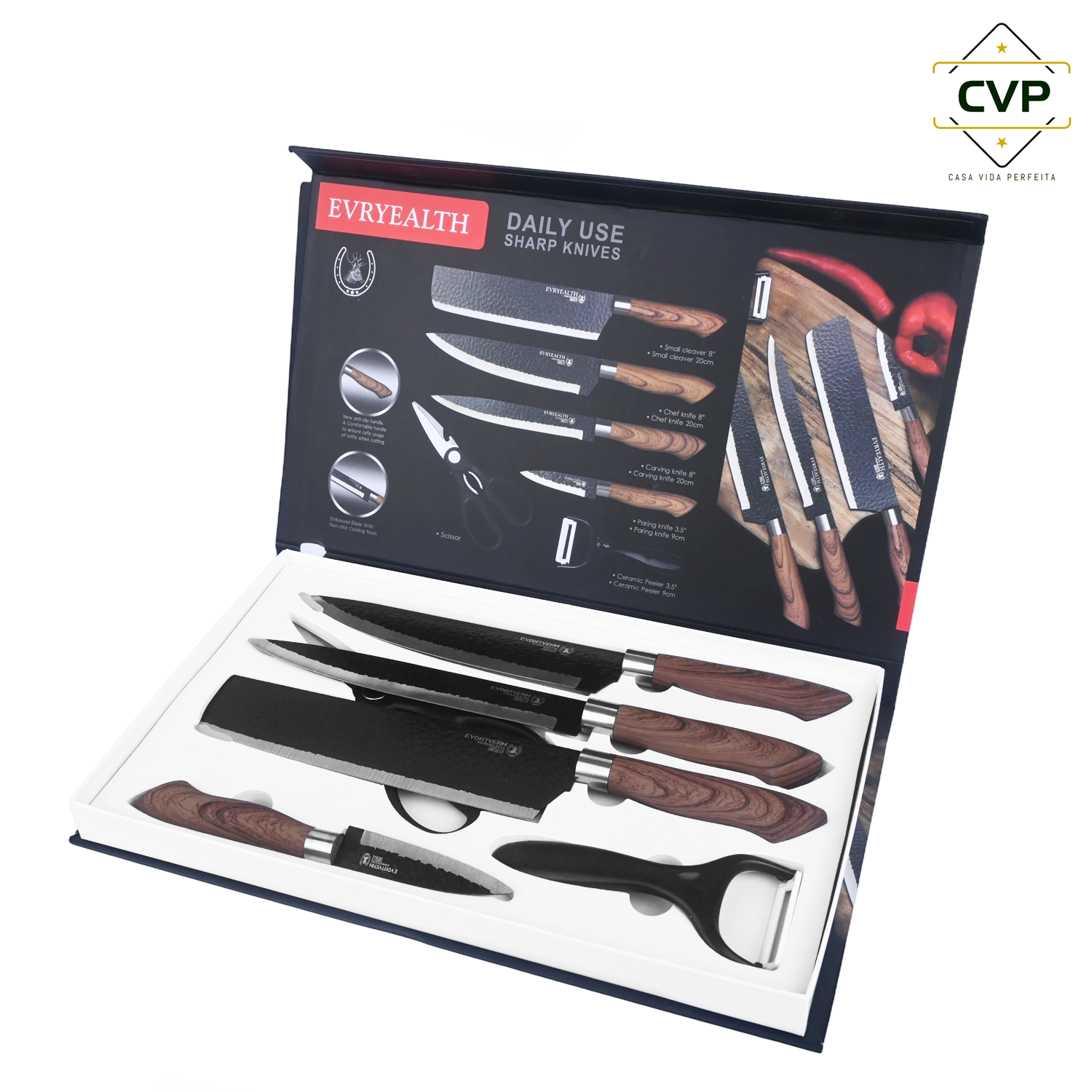 Black Hammered Pattern 6-Piece Set (Manual Box)