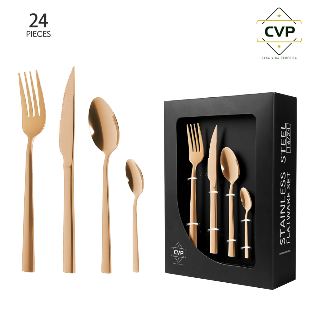 A07 Square Handle Series 24-Piece Set Rose Gold
