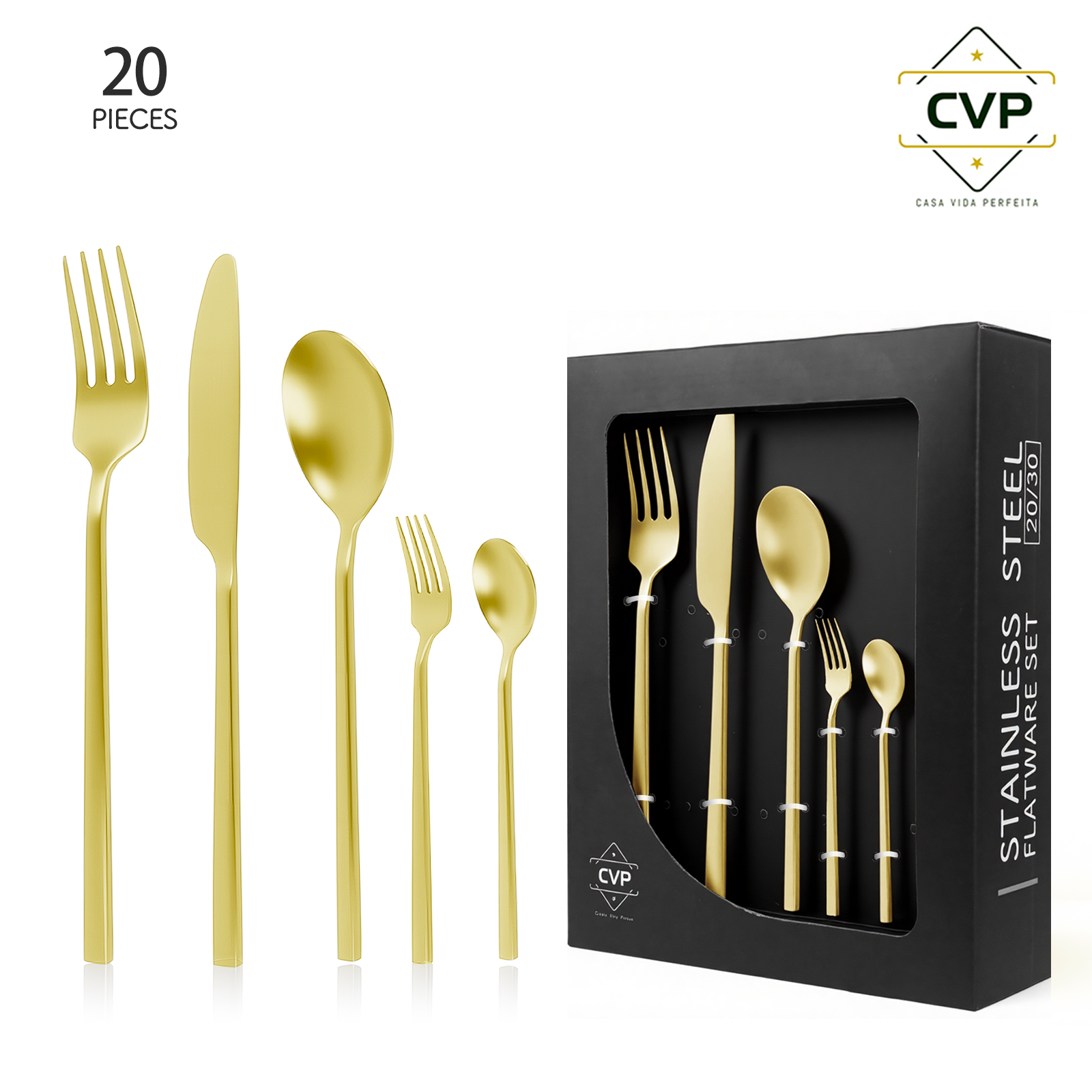 A37 Small Square Handle Series 20-Piece Set Gold
