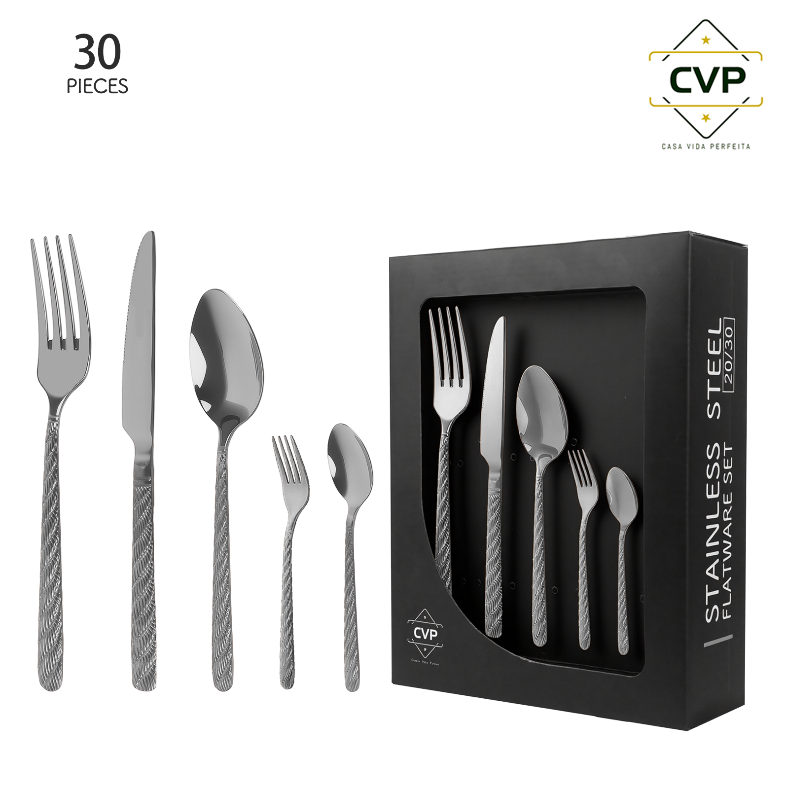 A59 Hemp Rope Pattern Series 30-Piece Set Silver
