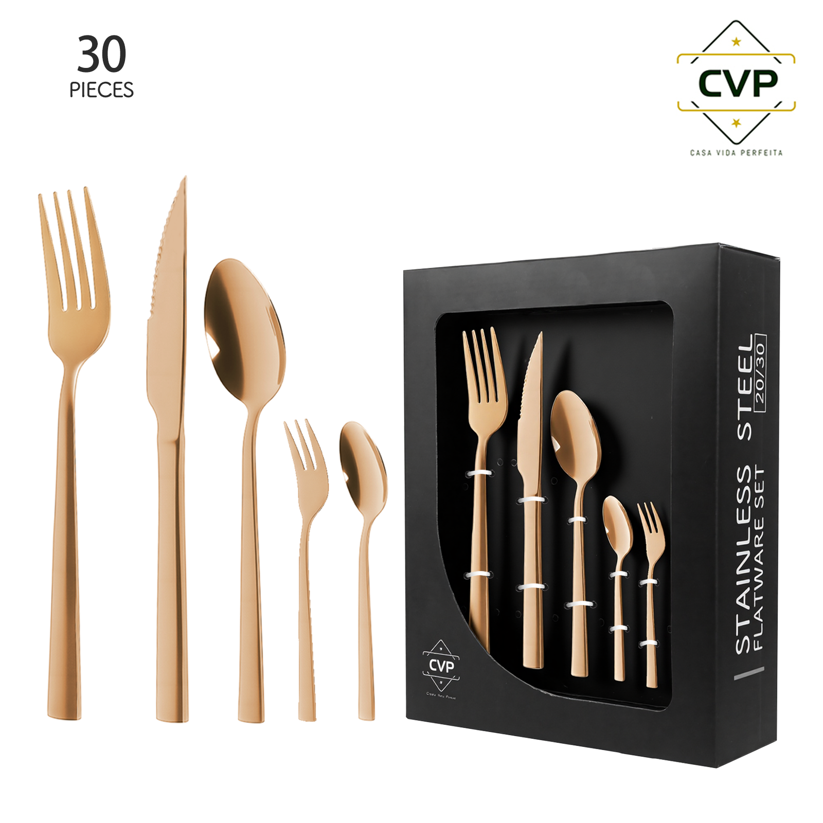 A07 Square Handle Series 30-Piece Set Rose Gold