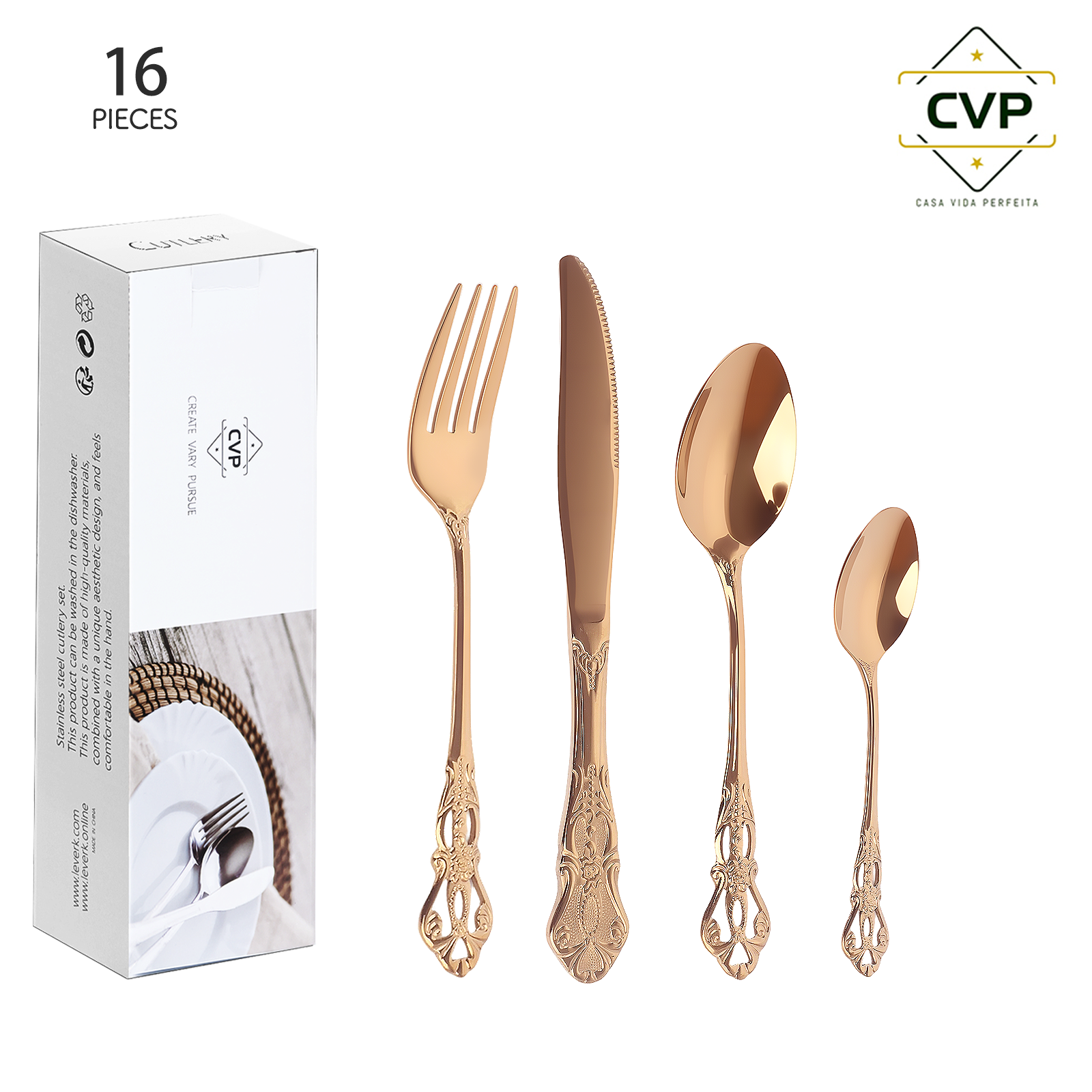 Royal Court Series 16-Piece Set Rose Gold.