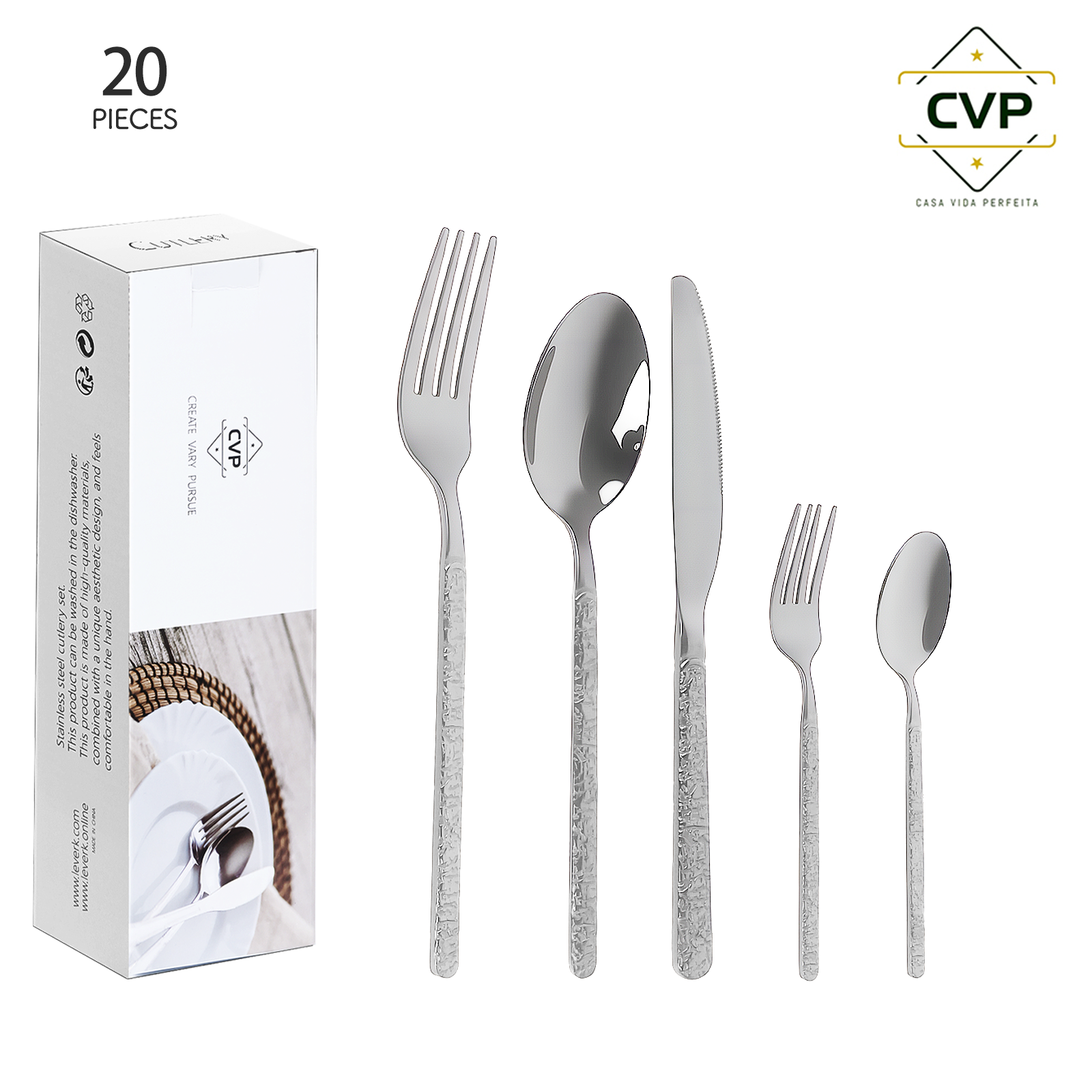 A024 Stone Pattern Series 20-Piece Set Silver.