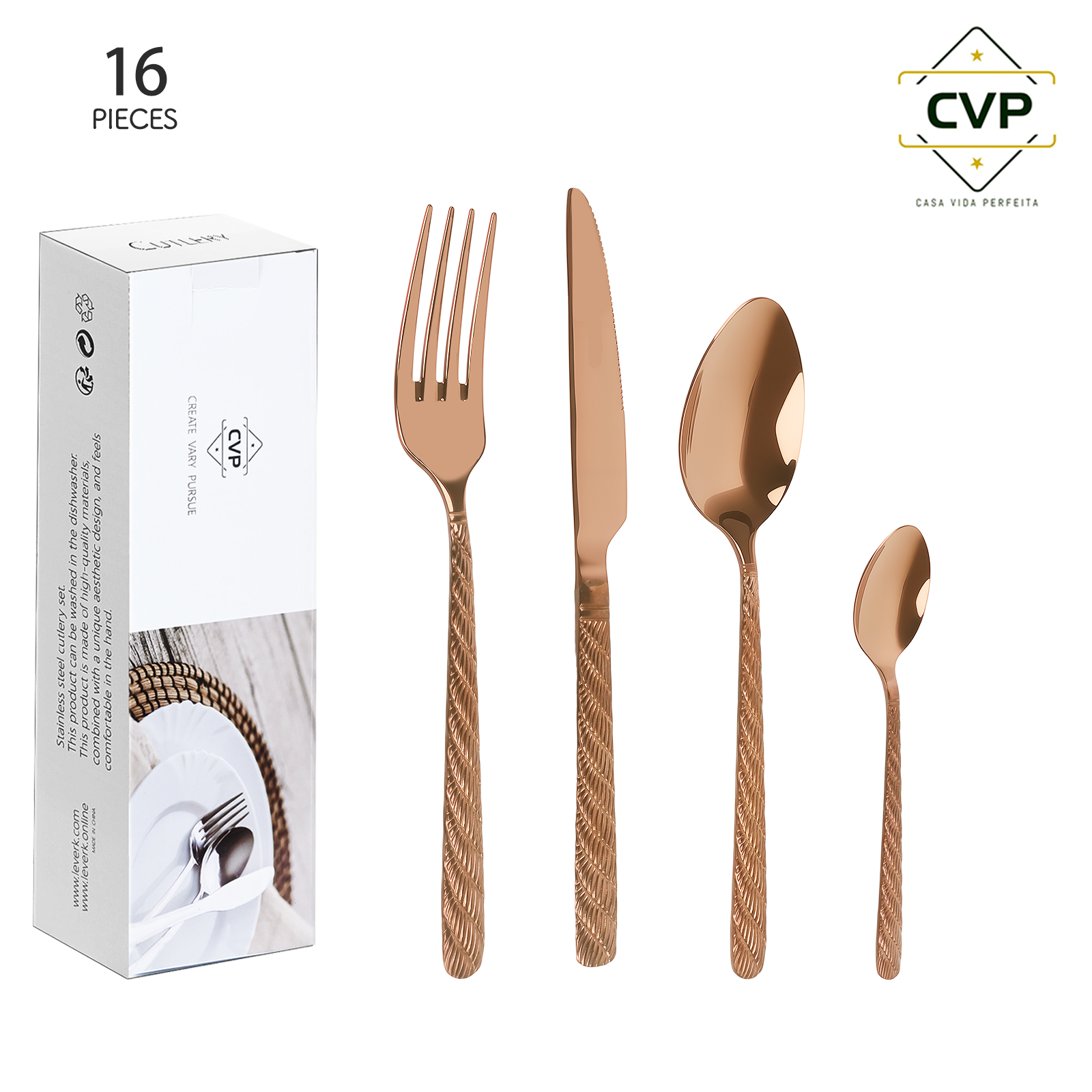 A59 Hemp Rope Pattern Series 16-Piece Set Rose Gold.