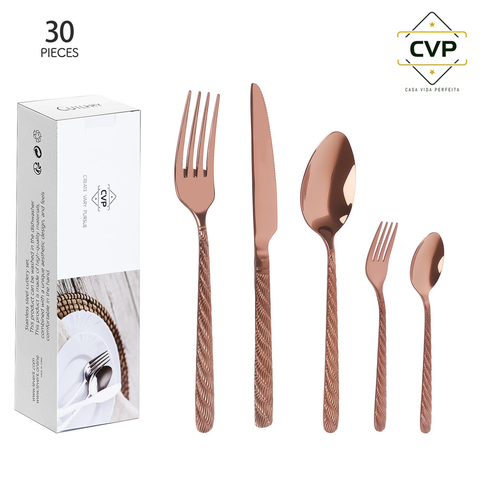 A59 Hemp Rope Pattern Series 30-Piece Set Rose Gold.
