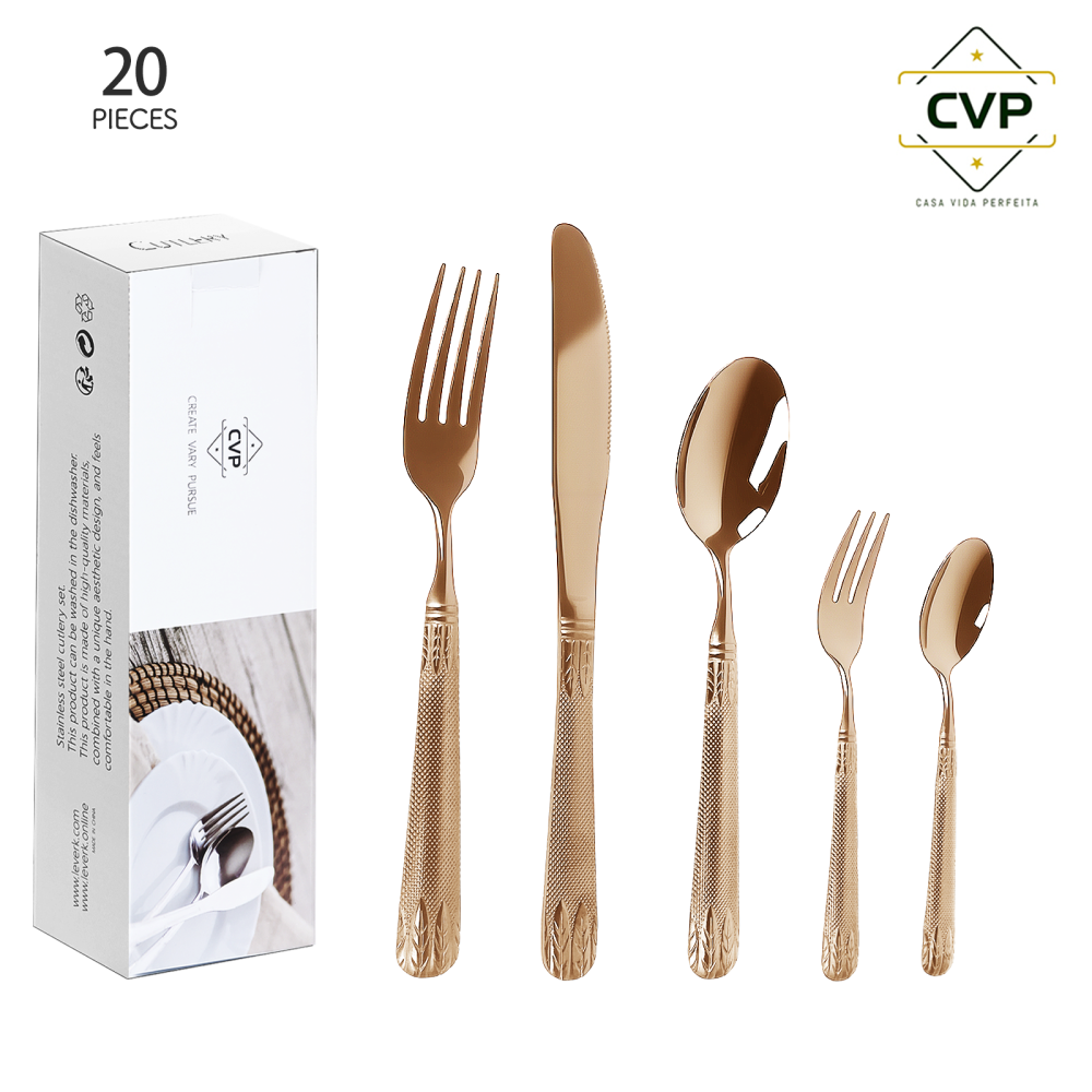 A58 Wheat Ear Series 20-Piece Set Rose Gold.