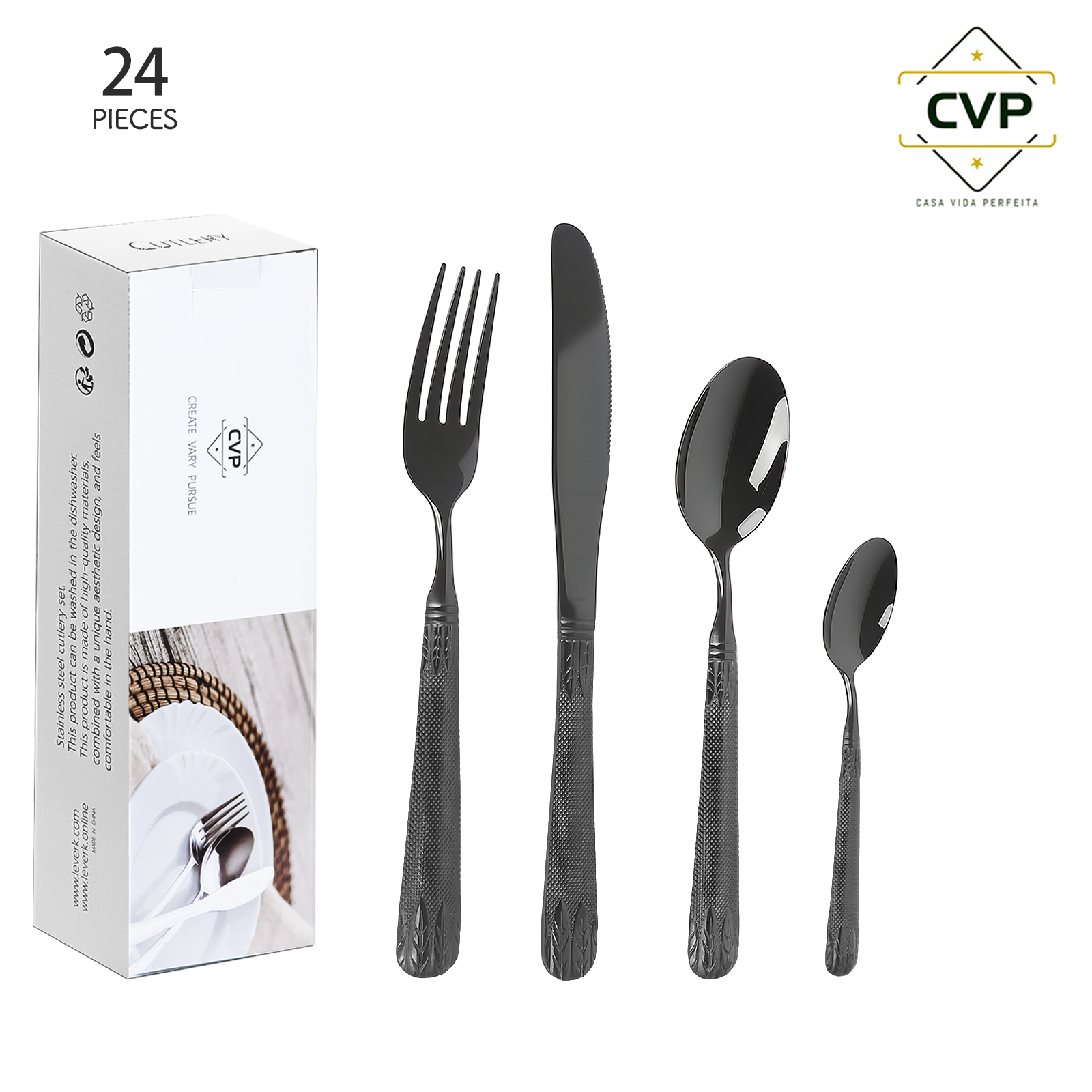 A58 Wheat Ear Series 24-Piece Set Black.