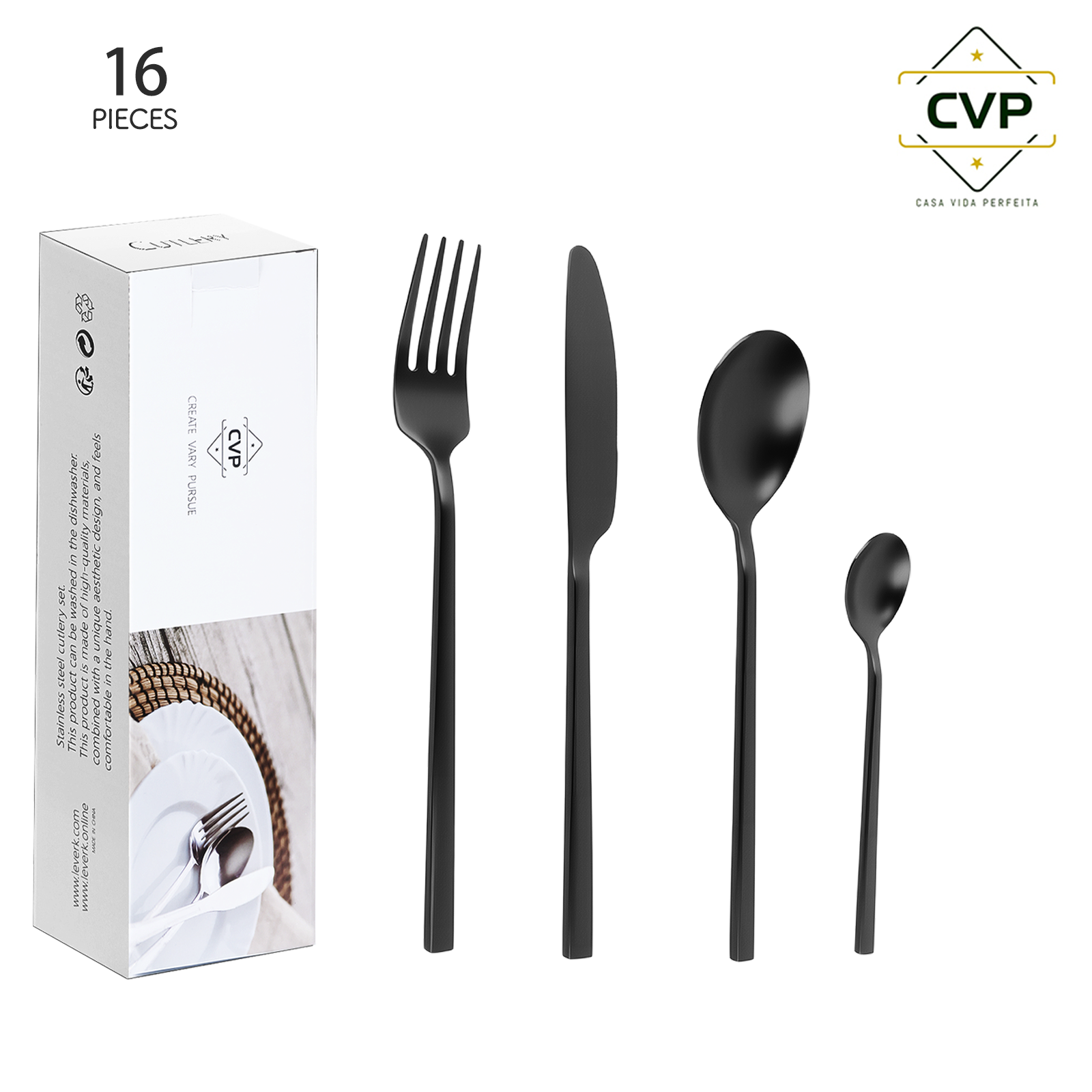 A37 Small Square Handle Series 16-Piece Set Black.