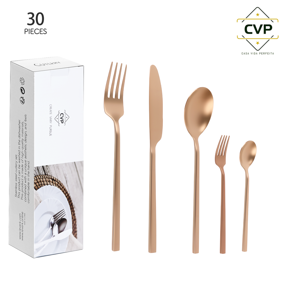 A37 Small Square Handle Series 30-Piece Set Rose Gold.