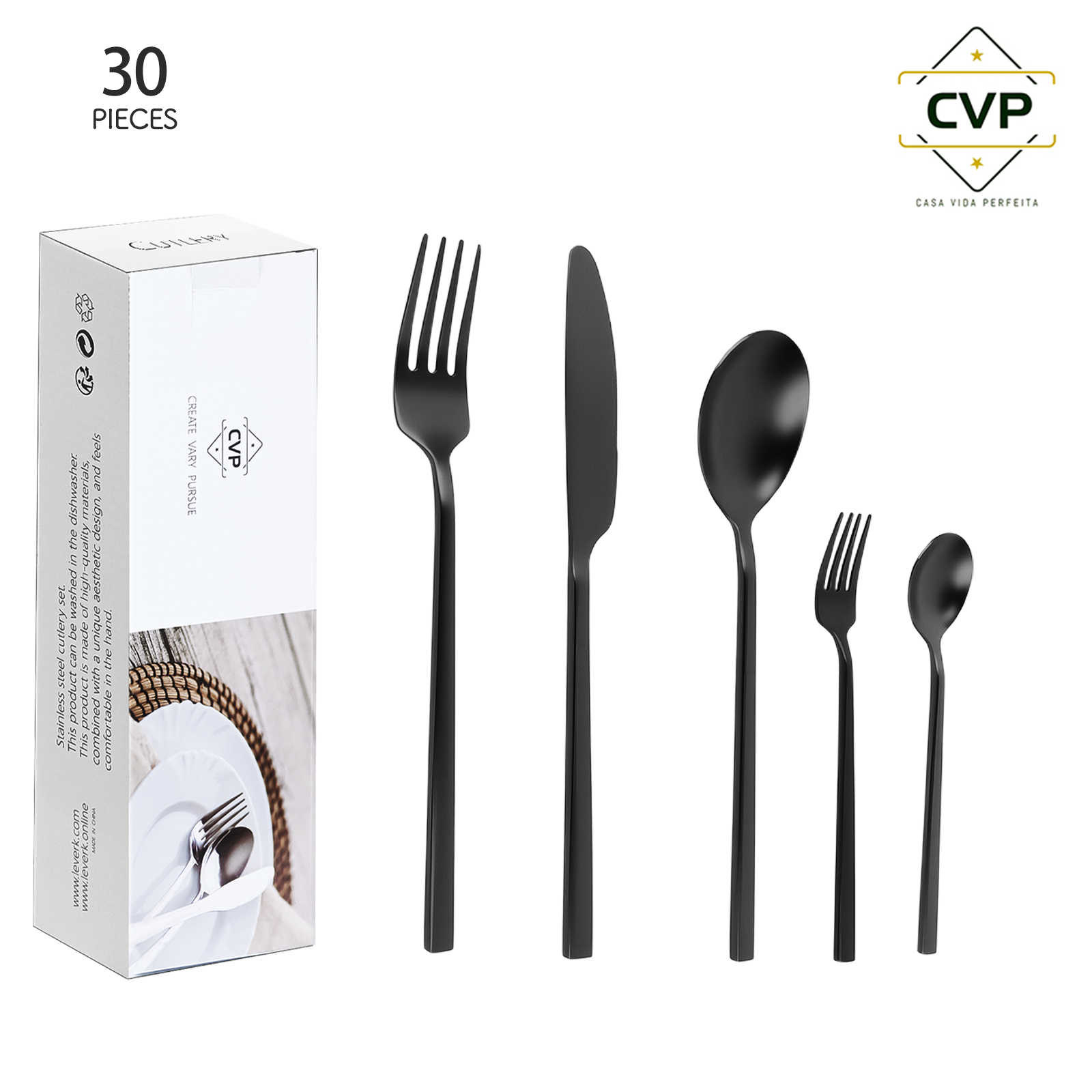 A37 Small Square Handle Series 30-Piece Set Black.